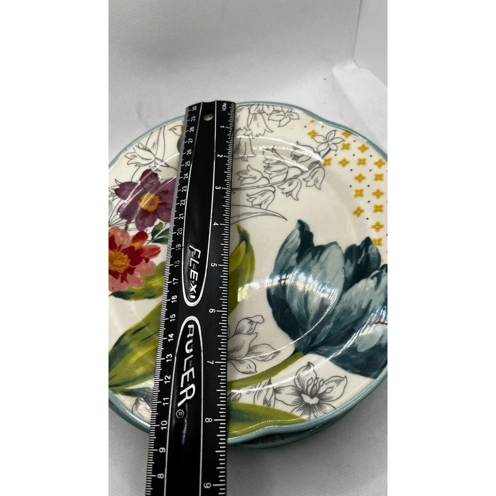 3 Pioneer Woman Blooming Bouquet Teal Floral 8.5